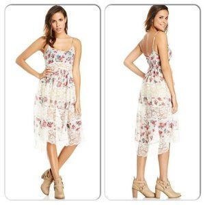 Black Floral Print High Low Dress